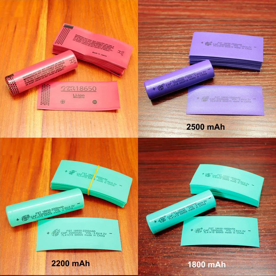 100pcs/lot 18650 lithium battery shrink film PVC heat shrinkable tube battery packaging skin packaging insulation tube