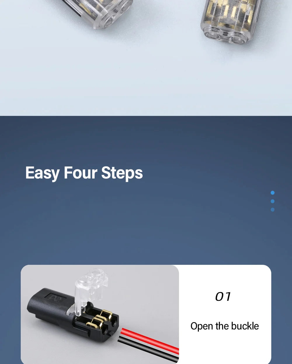 Electrical Wire Terminal No Stripping Quick Cable Connectors Dual Line Interconnection Detachable Safety Electric Wire Connector
