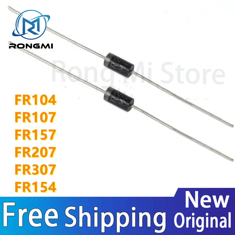 50Pcs Original authentic Fast Recovery Diode FR104, FR107, FR157, FR207, FR257, FR307, FR607, FR608, DO-15