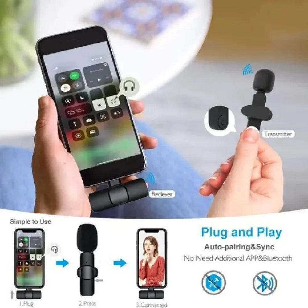 Mini Portable Wireless Lavalier Microphone for Live Broadcast Gaming Audio Video Recording Phone