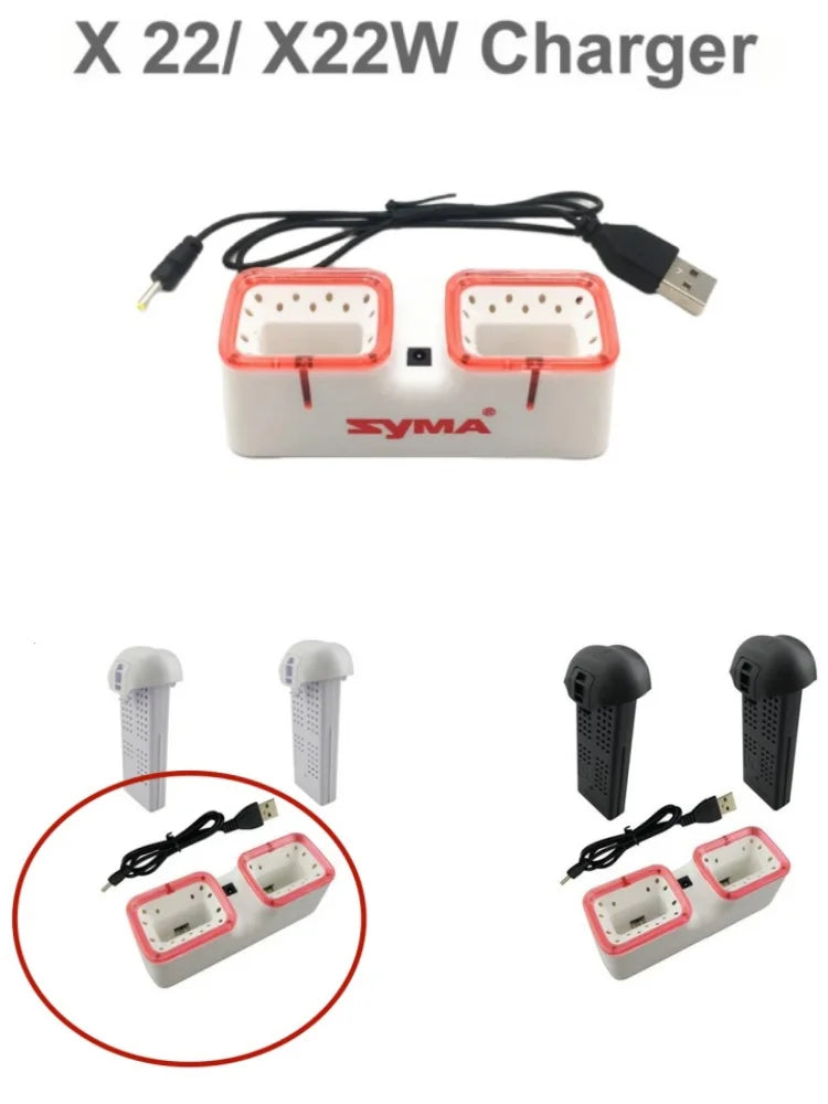 SYMA X22 X22W X22SW Dual USB Fast Charger 7 4V 2S LiPo Battery Charger Smart LED Display Overcharge Protection RC Drones Quad