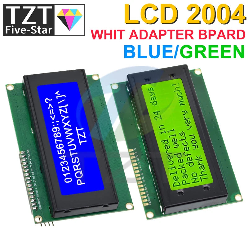 TZT LCD2004+I2C 2004 20x4 2004A Blue/Green screen HD44780 Character LCD /w IIC/I2C Serial Interface Adapter Module For Arduino