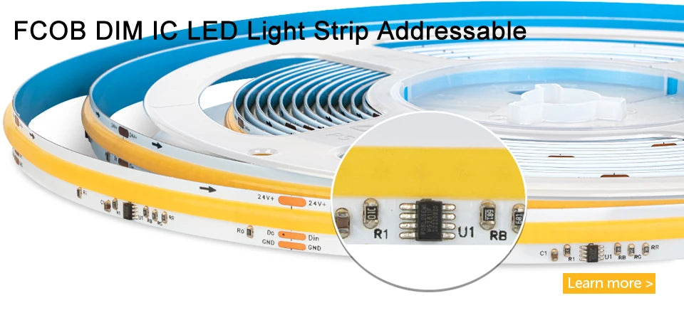 FCOB LED Strip Light 336 480 528 LED High Density Flexible FOB COB Led Light RA90 Warm Nature Cool White Linear Dimmable 12V 24V