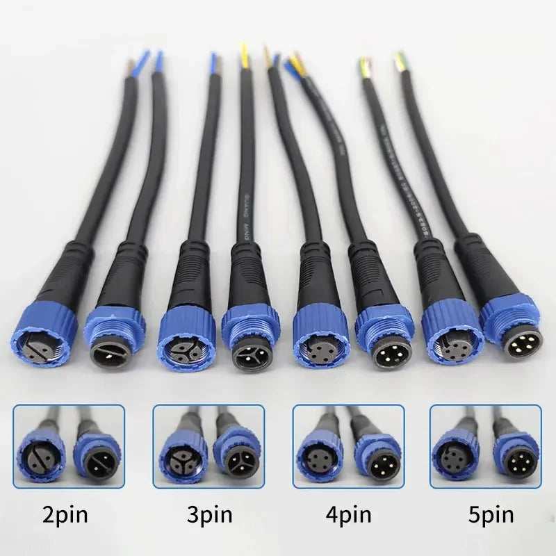 M15 Industrial Aviation LED Power Cord 2Pin 3Pin 4pin 5pin Waterproof Male Female Plug Connector AC/DC Automobile Plug-in IP67