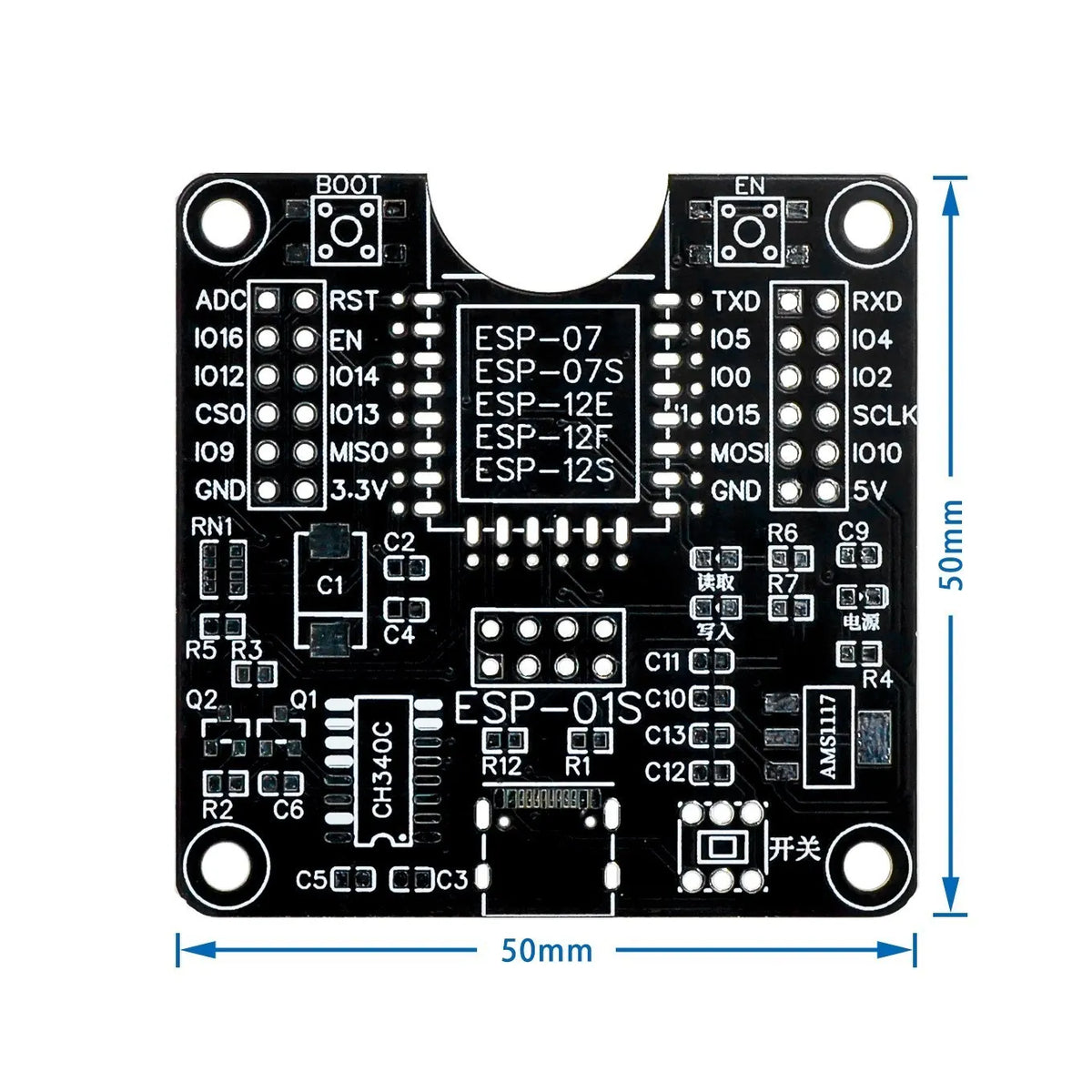 ESP8266 ESP-WROOM-32 ESP32-WROVER Development Board Test Programmer Socket Downloader for ESP-01 ESP-12F ESP-07S ESP-12S ESP32
