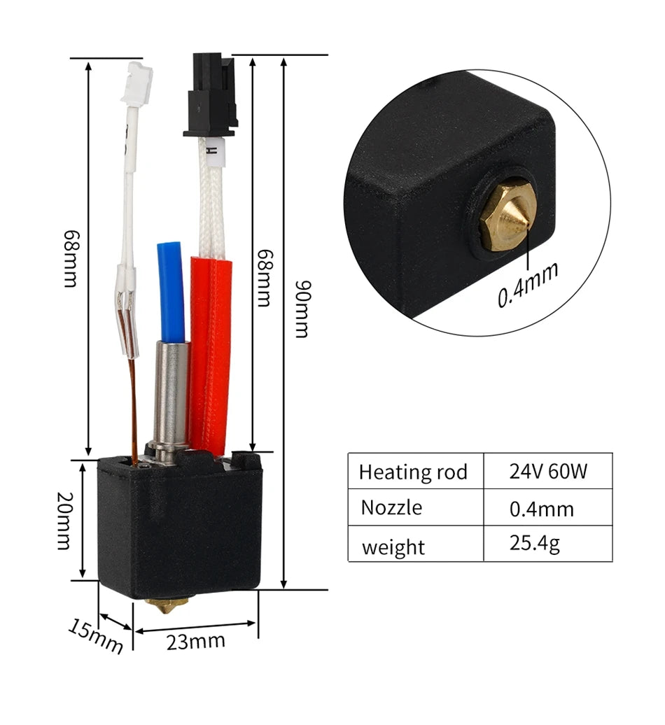 For Anycubic Kobra 2 Hotend Kit, Thermistor Heater Cartridge 0.4mm Print Hot end For Kobra2 Plus/ Kobra2 Pro/ Kobra2 Neo/ Kobra2