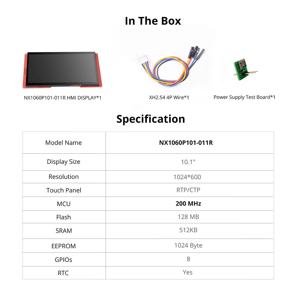 NEXTION 10.1'' Intelligent NX1060P101-011C/R-I Multifunction HMI Resistive/Capacitive LCD Touch Display Module Without Enclosure
