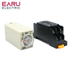 H3Y-2 AC220V Delay Timer with Base Socket Power-On Delay Rotary Knob DPDT 0-30s 60Min Adjustable Timer Relay for Home Automation