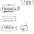 5pcs D-SUB 9 15 25 37 Pin Male Female PCB Connector With Set Screw Plug Socket Adapter Right Angle 2 Rows DB9 DB15 DB25 DB37