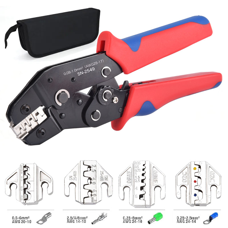 SN-2549 Ratcheting Crimper Tool for Dupont/PH2.0/XH2.54/VH3.96 Terminals, Wire Crimping Pliers Electrical Connector Clamp
