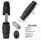 Electrical Cable Connector M20 IP68 Waterproof Inline Wire Connector Screwless Push In Cable Splice for Outdoor LED Lighting