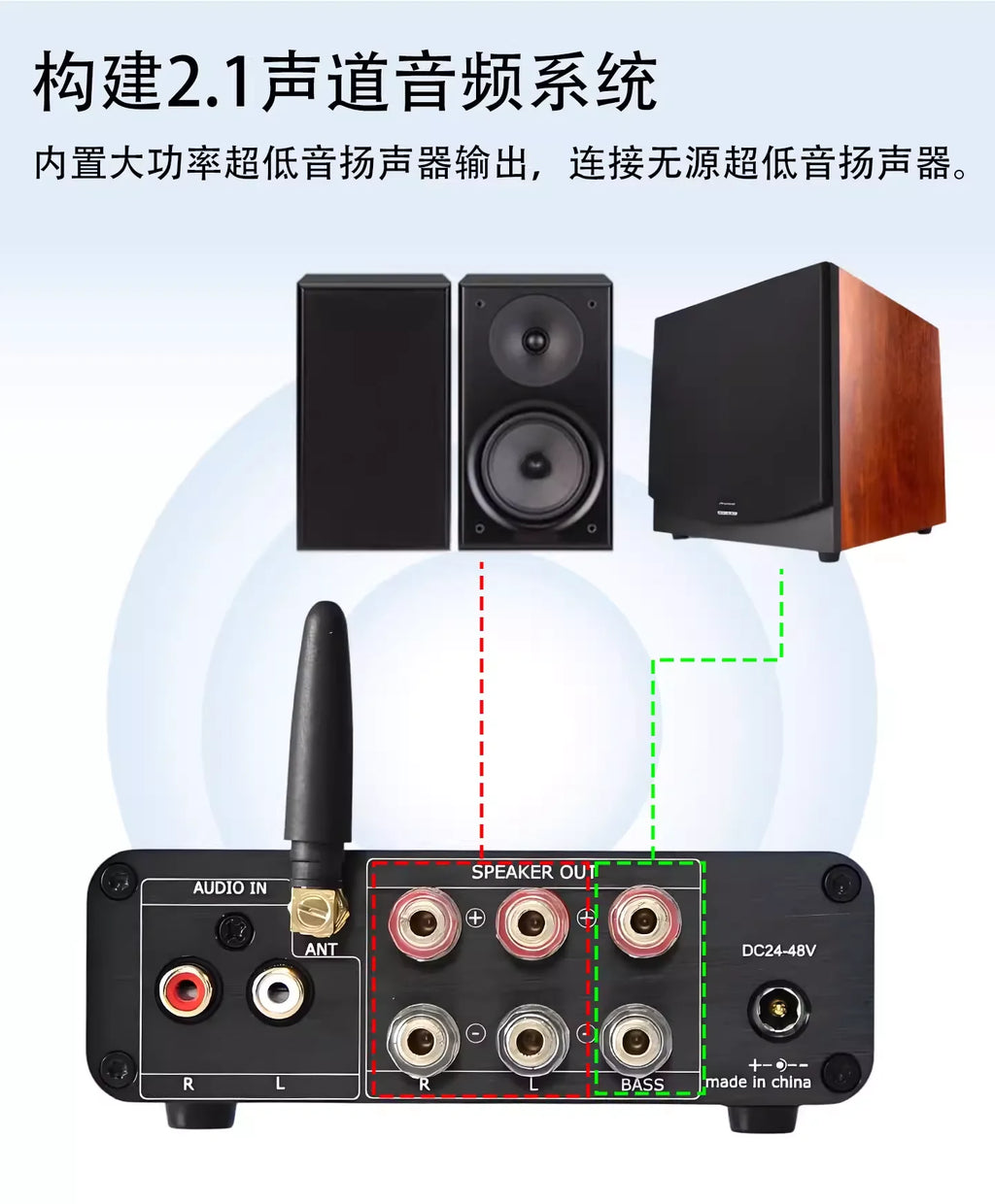 D3S dual-core TPA3255 high-power 2.1 digital HIFI amplifier with QCC3034 Bluetooth 5.4 decoding and LDAC support