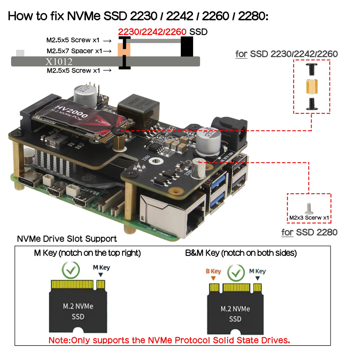 Geekworm X1012 POE NVME Shield | POE HAT for Raspberry Pi 5