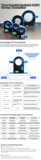 DC Current Transmitter -200-200A AC DC Hall Current Sensor Transducer 38mm Hole -150-150A 0-10V 4-20mA RS485 Current Transmitter