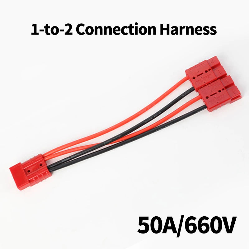 1pc Adapter 50A For Anderson Plug Connector Double Y Adapter 4mm Car Cable 4 Square Wires 30cm For Forklifts Stackers Vehicles