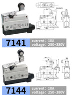 10Pcs Horizontal Limit Switch Long Hinge Roller Lever Momentary SPDT 1NO 1NC 380V 10A Industrial Travel Position Switch IP54