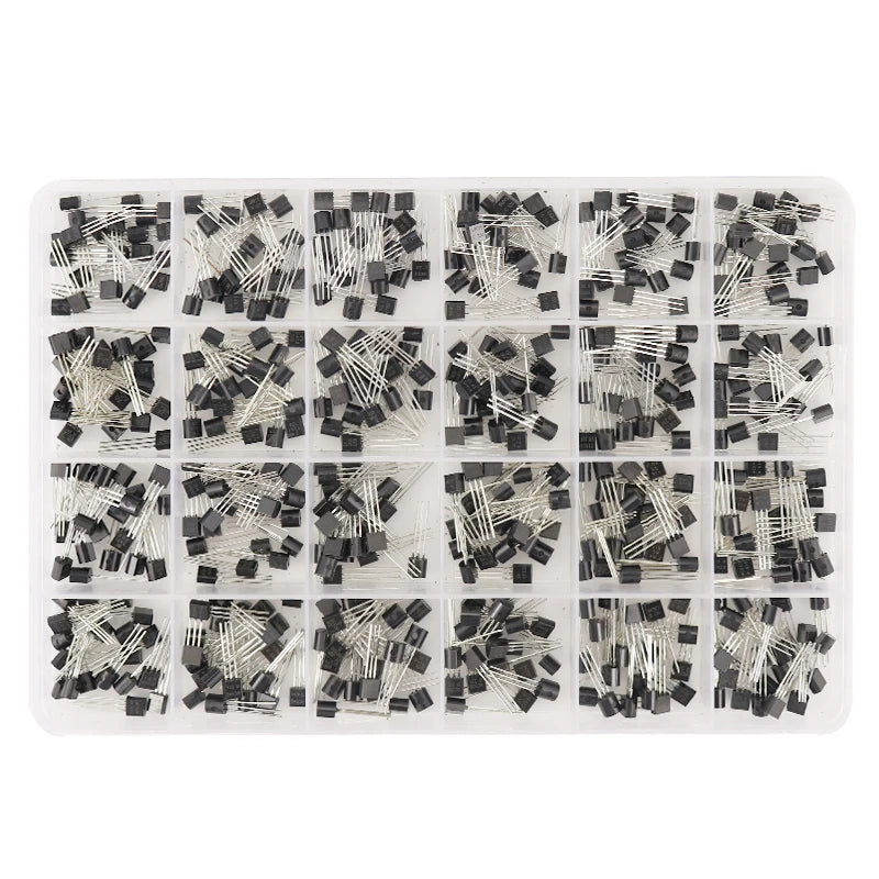 480PCS 24Values TO-92 Transistor Kit S8050 S8550 BC547B 2N5401 2N5551 2SC1815 C945 2N2222 2N3904 2N3906 S9015 New Assortment Box