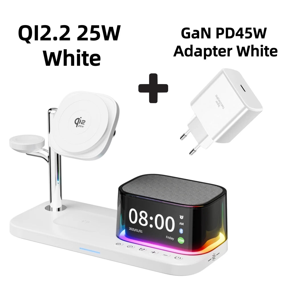Super Fast QI2.2 25W Magnetic Wireless Charger Station For Galaxy S25/S26 iPhone 17 16 Pro Max Apple& Galaxy Watch Airpods Buds
