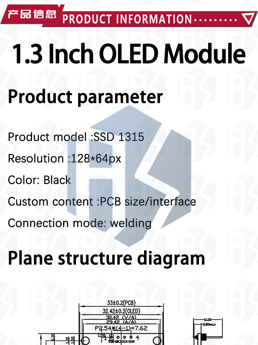 1.3 inch oled IIC Serial White OLED Display Module 128X64 I2C SSD1306 12864 LCD Screen Board VDD GND SCK SDA for Arduino