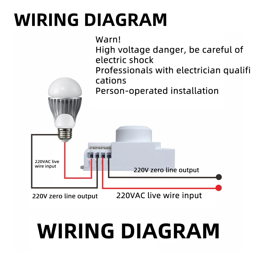 Diymore 5.8G Microwave Radar Sensor Switch AC85-250V Intelligent Energy Saving Control Microwave Radar Sensor Motion Detector