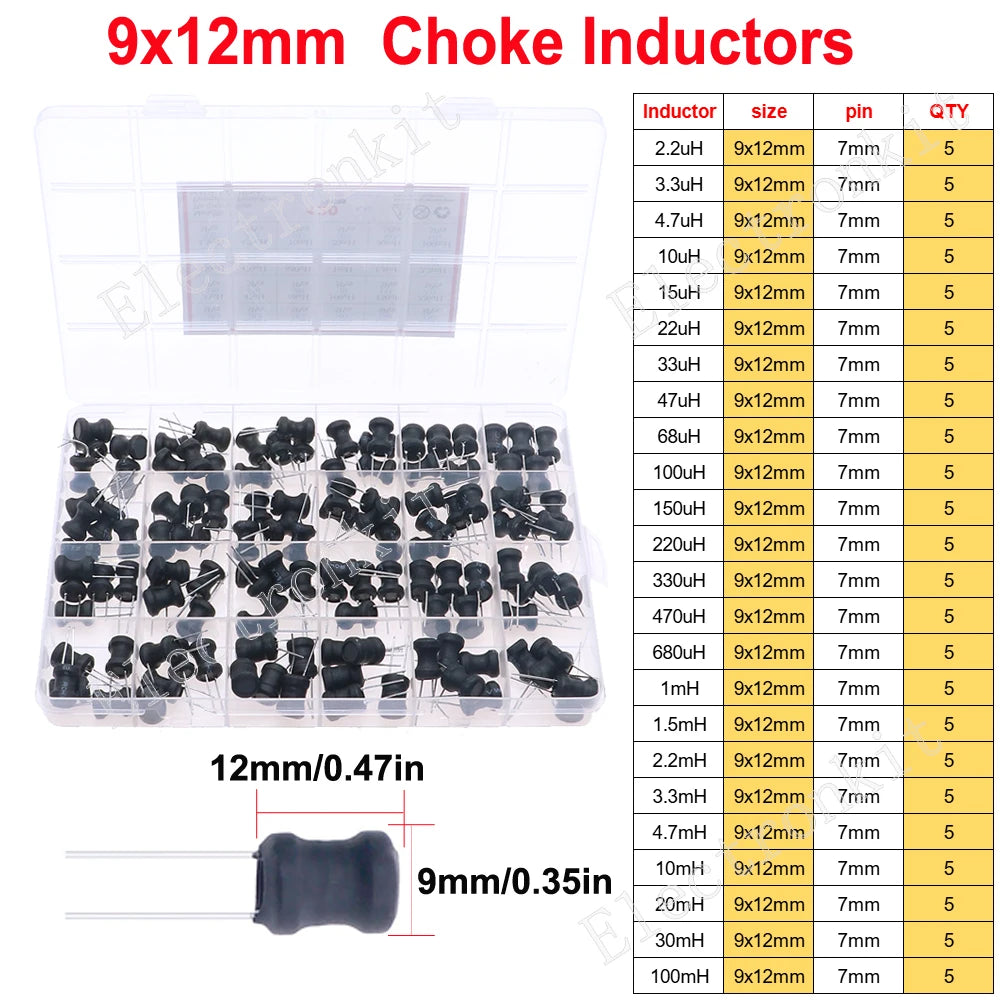 2.2uH 3.3uH 4.7uH 10uH 22uH 47uH 68uH 100uH 220uH 1mH 4.7mH 10mH 100mH Toroid Core Choke Color Ring Power Inductor Assorted Kit