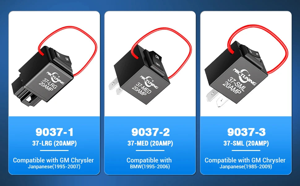 MICTUNING 9038A 12V Relay Bypass Switch Kit with Current Loop, 6-Piece, Fuel Pump Relay Bypass Main Switch, Diagnostic Test Tool