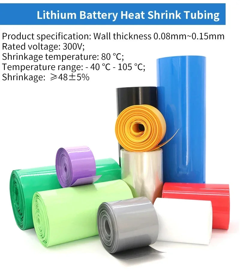 85mm ~ 350mm 18650 Lithium Battery Heat Shrink Tube Li-ion Wrap Cover Skin PVC Shrinkable Tubing Film Sleeves Insulation Sheath