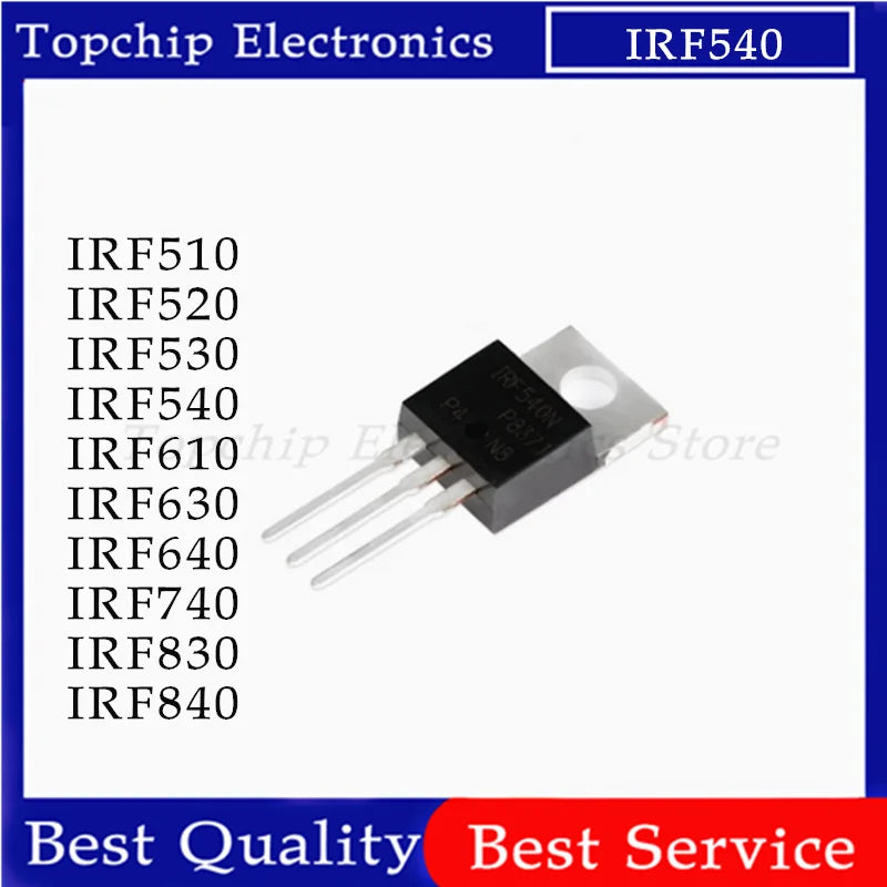 10pcs IRF510 IRF520 IRF540 IRF640 IRF740 IRF840 IRF630 IRF630N IRF510N IRF540N IRF644 IRF530N IRF640N IRF740 IRF530 IRF830