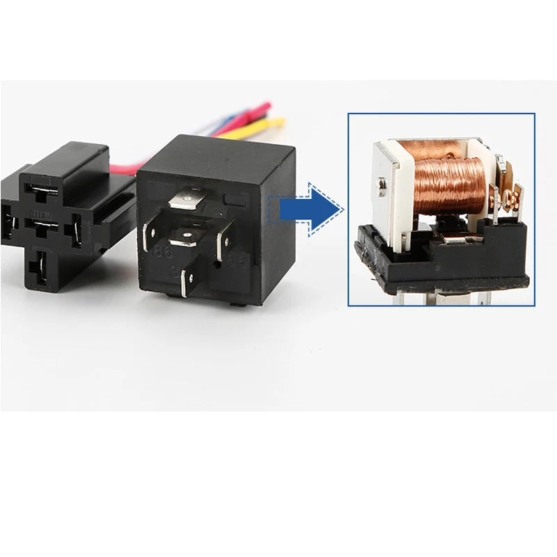 1PCS DC 12 24V 40A 4 5-Pin AMP Waterproof Relay Harness Tinned Copper Wires 5-PIN SPDT For  Boat Auto Fan Car relay With Socket