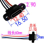 1pcs USB-C High Current Charging Socket With Rubber Ring 2Pin 4Pin Straight Ear Side Ear Type C Waterproof Female Connector Jack