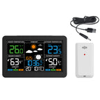Large Screen Weather Clock Weather Station Wireless RF Temperature Humidity Monitor with Weather Forecast Remote Sensor