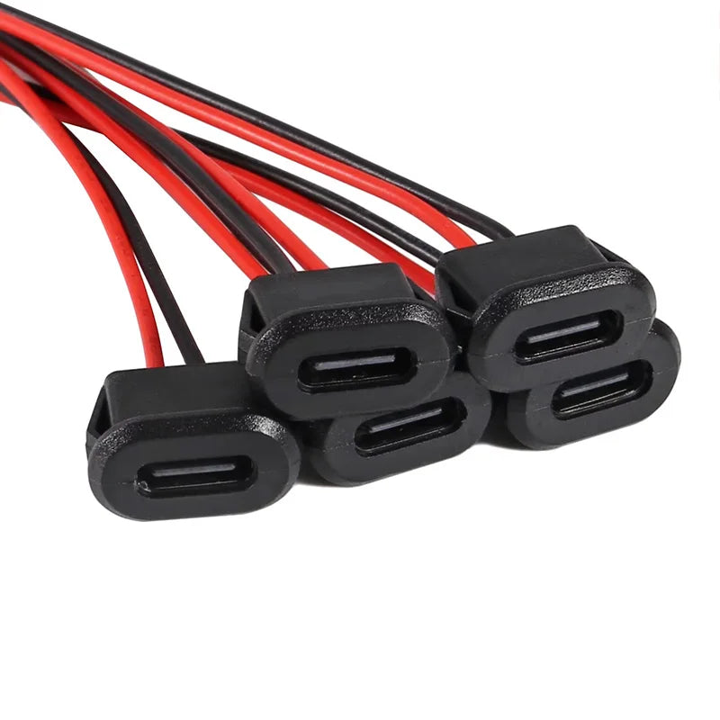 5/10PCS 2Pin USB Connector Type-C Waterproof with Female Socket Fast Charging Jack Charging Port USB-C Charger Plug Socket