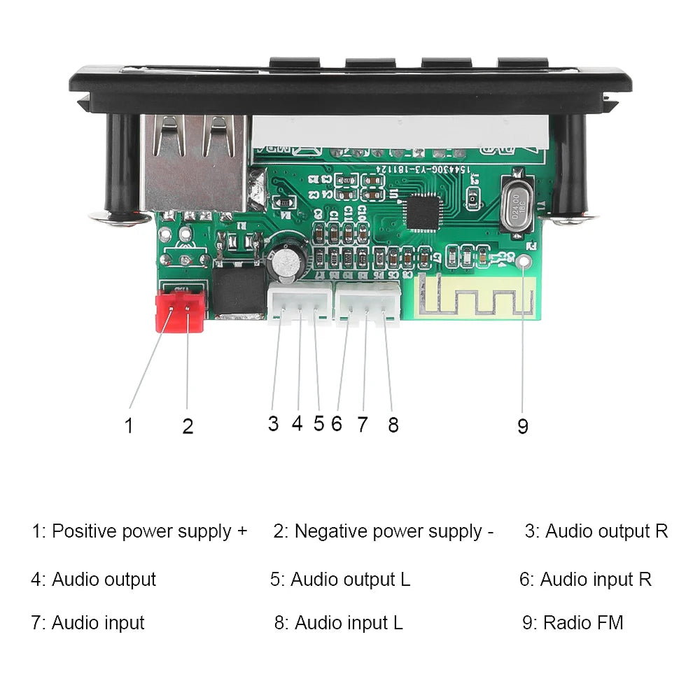 Bluetooth 5.0 WMA MP3 Decoder Board Wireless Car Radio Module Support USB TF FM Music Player with Color Screen Car Accessories
