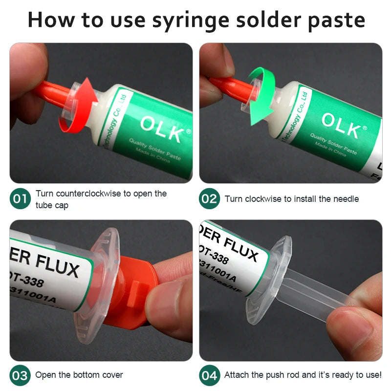 OLK Lead-Free Halogen-Free BGA Flux SMD PCB Repair Soldering No-Clean Ball Planting Rosin Solder Oil Solder Paste 10cc