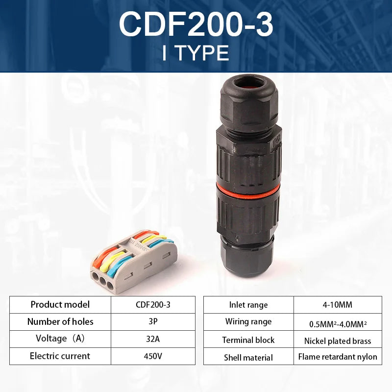 1Pcs I & T Shape Wire Connector 2/3/5 Pin Waterproof Connectors Fast Screw Connection Push-in Terminals Electric Junction Box