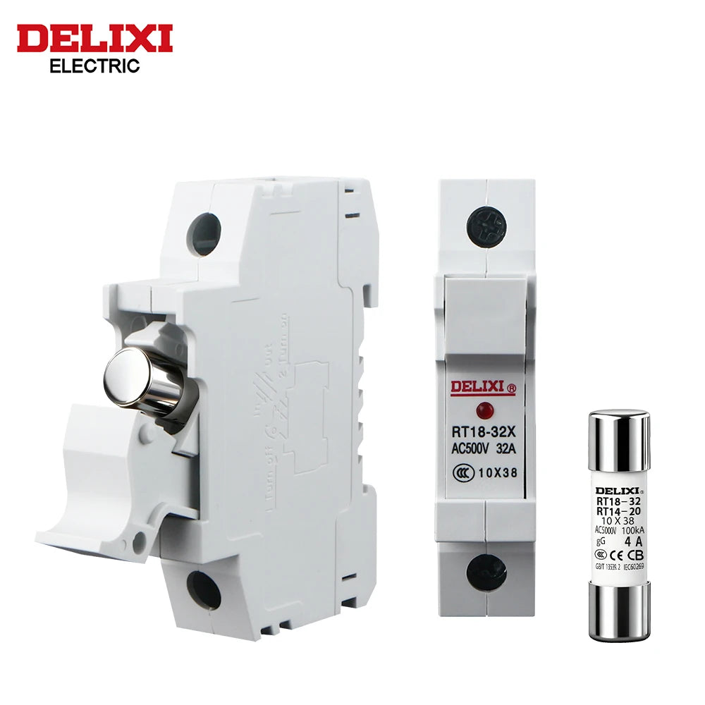 DELIXI RT18-32 1P Series Fuse Fusible Core Kit 500VAC 2-32A Ceramic Fuse NH00/gG Type For Circuit Breaker and Load Protection