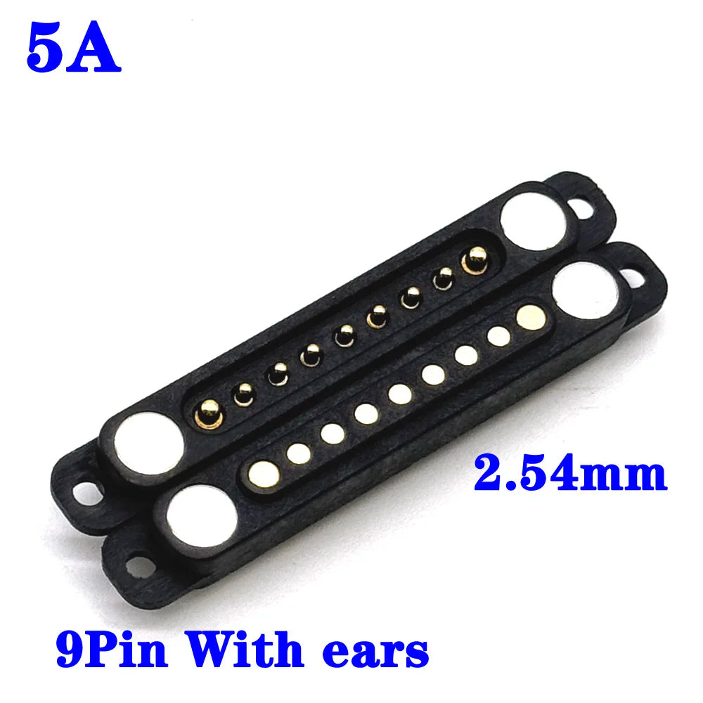 1sets DC 36V 5A Waterproof Magnetic Pogo Pin Connector 5Pin With Ears Pogopin Male Female Spring Loaded DC Power Socket