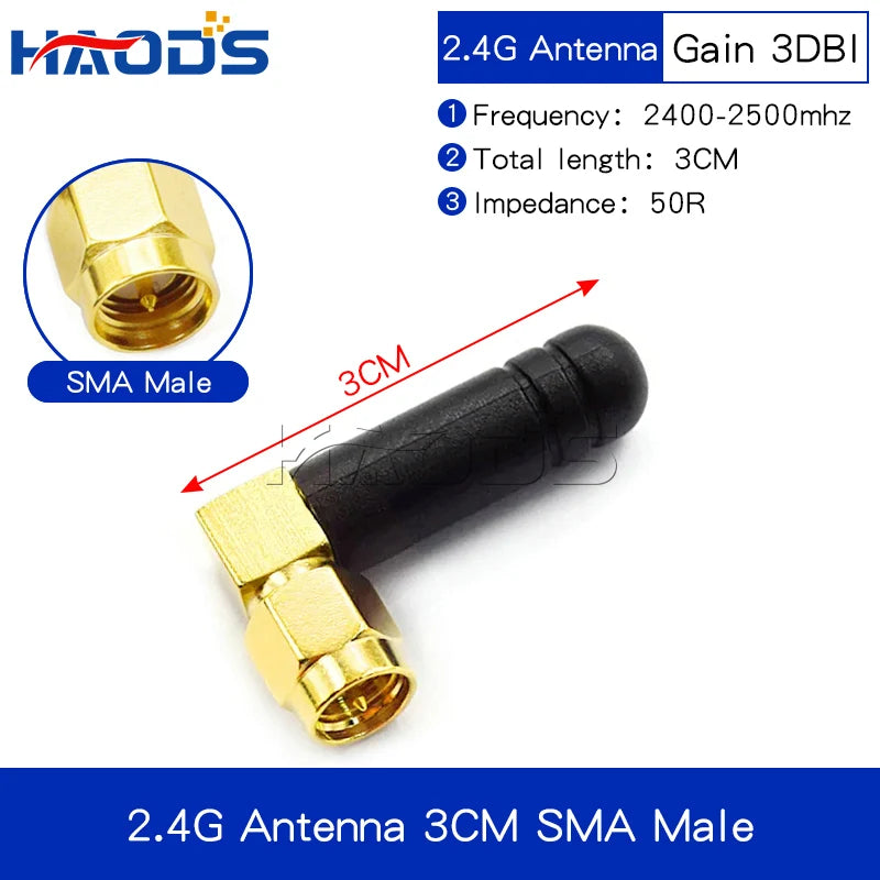 2PCS 2.4G Antenna Fold Glue Stick 3DBI WLAN Router Antenna Wifi Module Signal Enhancement 2400-2500mhz SMA Male Connector 6DBI