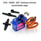 SG92R Micro Servo Motor 4.8-6V 360/270/180 Degree Continuous Rotation Controllable Angle for Robot RC Drone Aircraft Model 9g