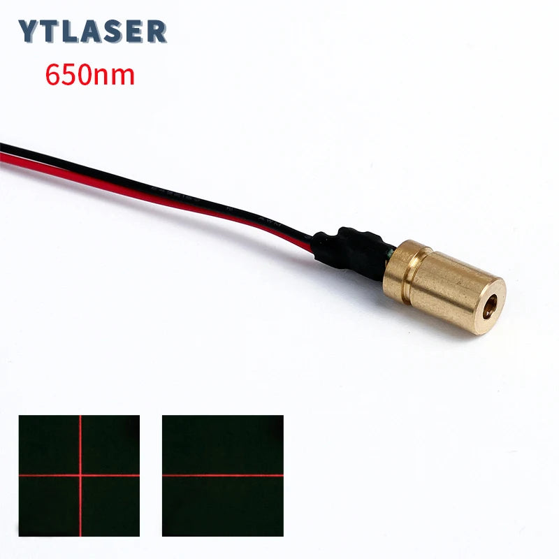 D6X13mm Adjustable Focus Laser Module 650nm Red Line/Cross Line Copper Head Positioning Lamp Laser Diode 1MW 5MW 10MW