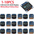 0.96 Inch OLED Display Module I2C IIC SPI Serial 128X64 SSD1306 LCD 3.3-5V 4 Pin White/Blue/Yellow Blue for Arduino XCW