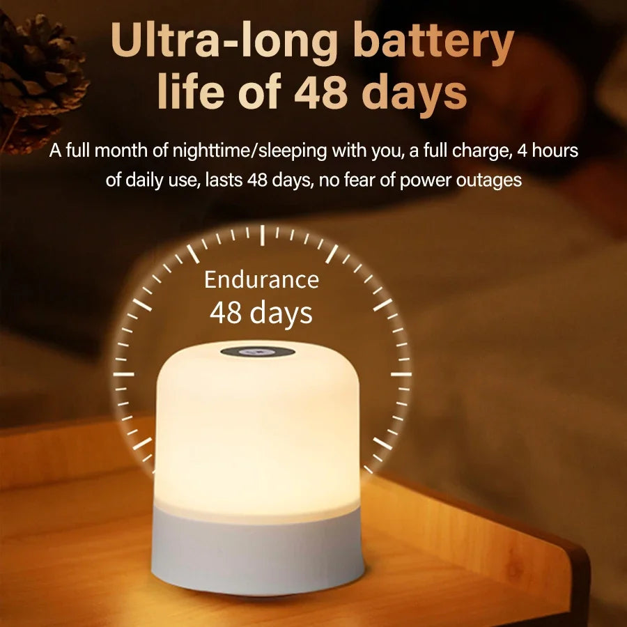 Touch Sensor LED Night Light with Remote Control Rechargeable Bedside Lamp White RGB Color Dimmable for Room Decor Kids Gifts