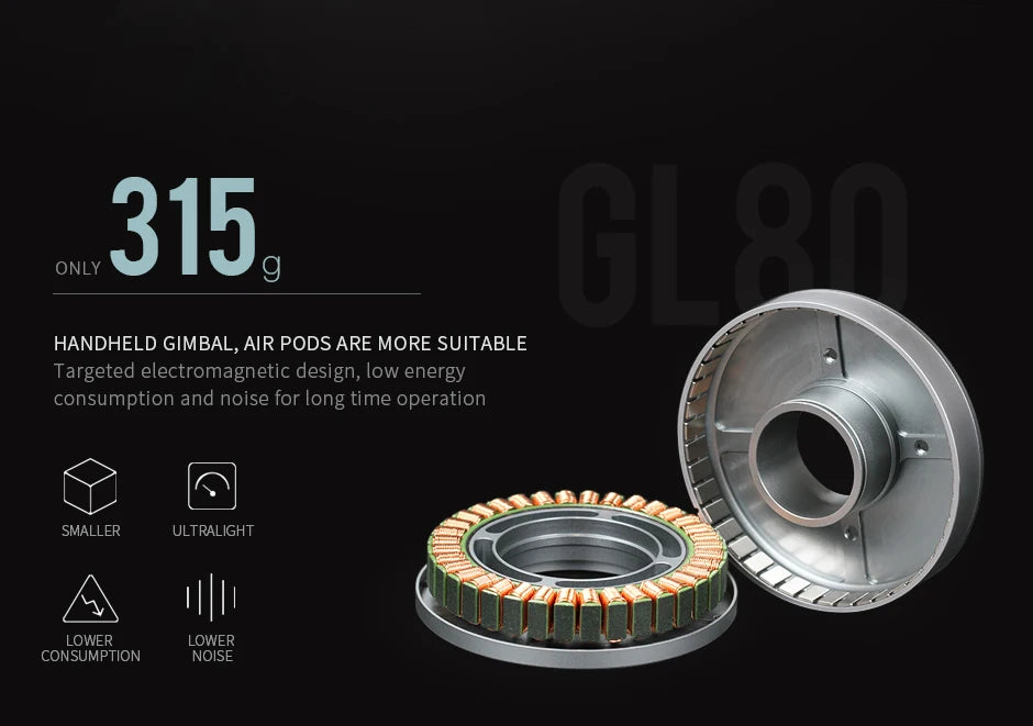 Cubermars GL80 BLDC Gimbal Motor with Hall Sensor Hollow Shaft Low Cogging Torque Low Noise for Camera Cinematic Gimbal System