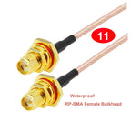 RP-SMA Male to Waterproof SMA Female Bulkhead RG316 Cable 50 Ohm RF Coaxia Pigtail WIFI Router Antenna Extension Cord Jumper