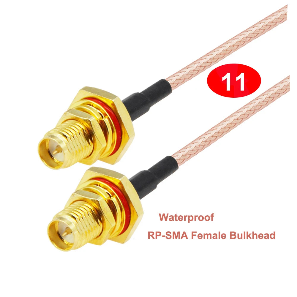 RP-SMA Male to Waterproof SMA Female Bulkhead RG316 Cable 50 Ohm RF Coaxia Pigtail WIFI Router Antenna Extension Cord Jumper