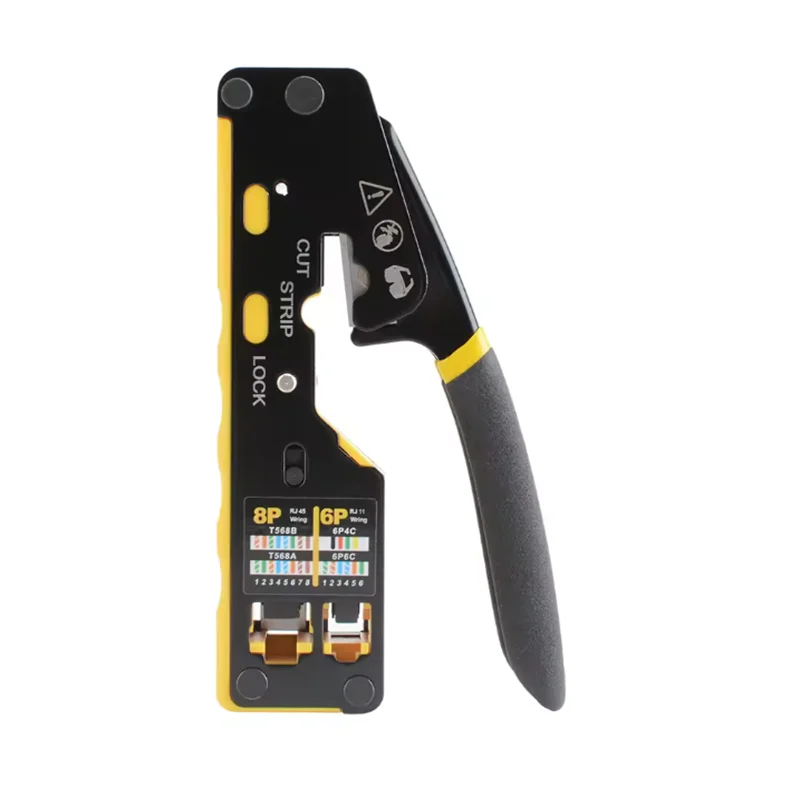 AOKIN RJ45 Network Crimper - 3-in-1 Crimp/Cut/Strip Lan CAT8/7/6A/6/5E (STP/UTP) & RJ11/12 Tel Modular Cable