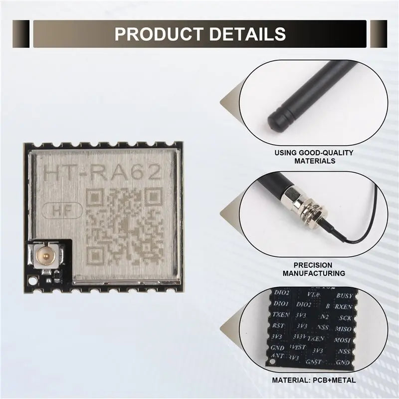 B04B-HT-RA62 Lora Series Module With Antenna 868-915Mhz SX1262 Low Power Consumption Spread Spectrum Communication Module