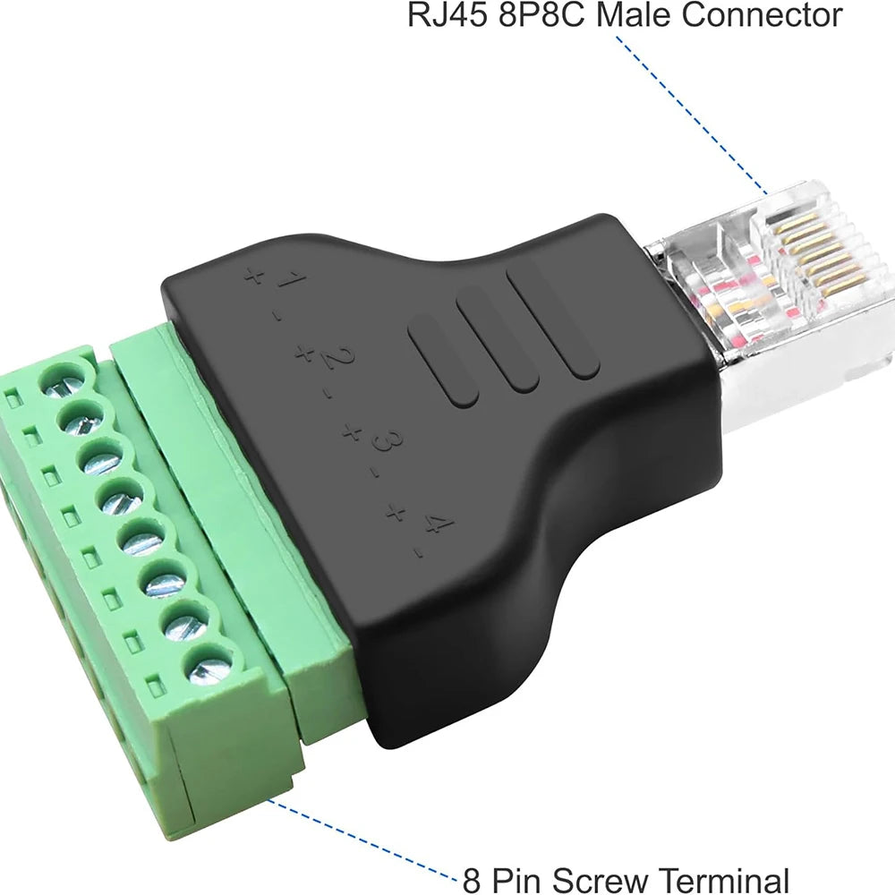 RJ45 Male Female To 8 Pins Screw Terminal Block Adapter RJ45 8P8C Breakout Board for Cat7 Cat6 Cat5 Ethernet Extender Connector