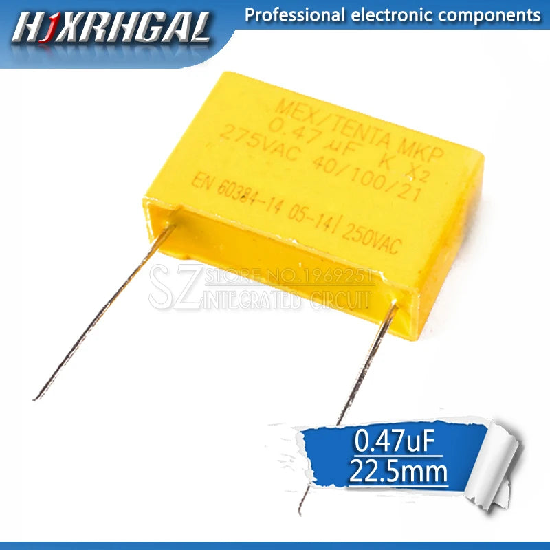 10pcs 470nF capacitor X2 capacitor 275VAC Pitch 22.5mm  0.47uF X2 Polypropylene film capacitor hjxrhgal