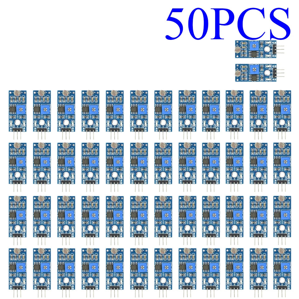 1-50PCS Digital Light Sensor Module 5516 Photoresistor, Adjustable Sensitivity, 3.3V-5V, LM393 Comparator for Smart Car
